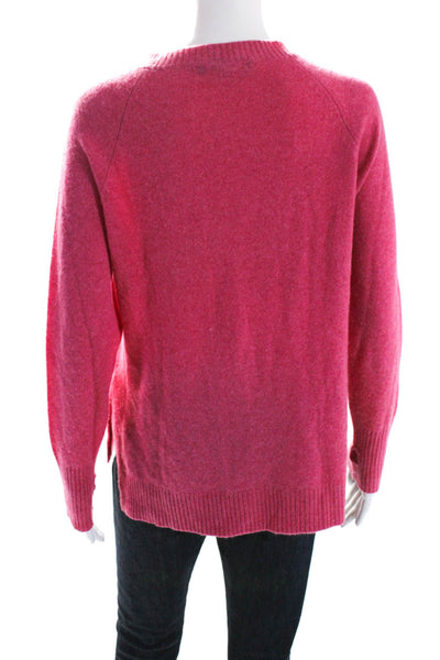 27 Miles Womens Cashmere Long Sleeves Crew Neck Sweater Pink Size Medium