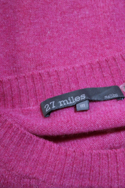 27 Miles Womens Cashmere Long Sleeves Crew Neck Sweater Pink Size Medium