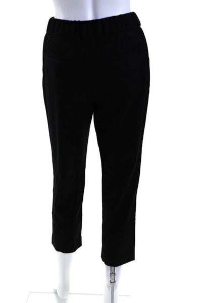 Crippen Womens Mid Rise Drawstring Straight Leg Cropped Pants Black Wool Size 6