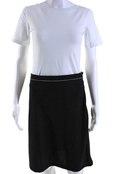 DKNY Womens Side Zip Knee Length Polka Dot A Line Skirt Black White Size Small