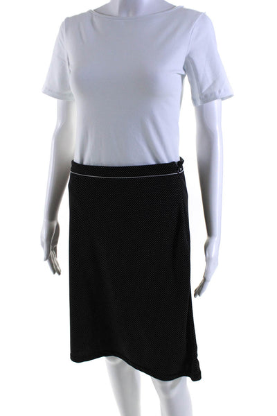 DKNY Womens Side Zip Knee Length Polka Dot A Line Skirt Black White Size Small