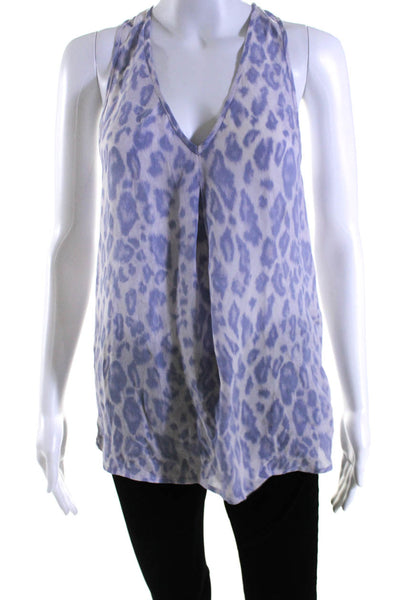 Joie Womens Sleeveless V Neck Silk Leopard Print Top Purple Size Small