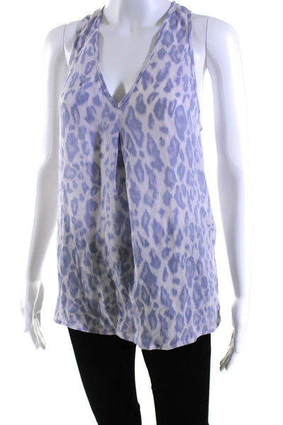 Joie Womens Sleeveless V Neck Silk Leopard Print Top Purple Size Small