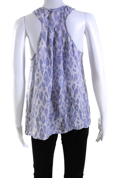 Joie Womens Sleeveless V Neck Silk Leopard Print Top Purple Size Small