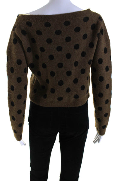 Rachel Comey Womens Long Sleeve Polka Dot Ruffle Trim Sweater Brown Size M