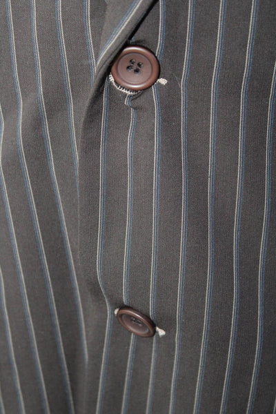 7 Diamonds Mens Single Breasted Pinstripe Embroidered Suit Jacket Brown Size XL