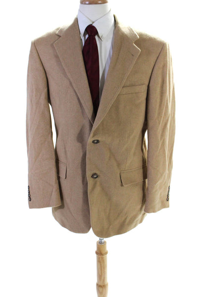 Andrew Fezza Mens Camel Hair Single Breasted Blazer Jacket Beige Size 40R