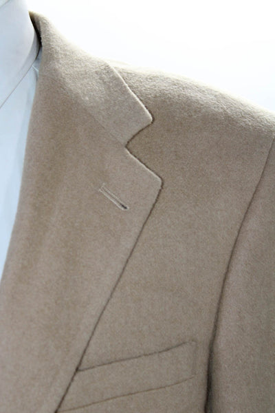 Andrew Fezza Mens Camel Hair Single Breasted Blazer Jacket Beige Size 40R