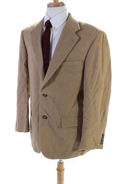 Andrew Fezza Mens Camel Hair Single Breasted Blazer Jacket Beige Size 40R