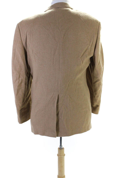 Andrew Fezza Mens Camel Hair Single Breasted Blazer Jacket Beige Size 40R