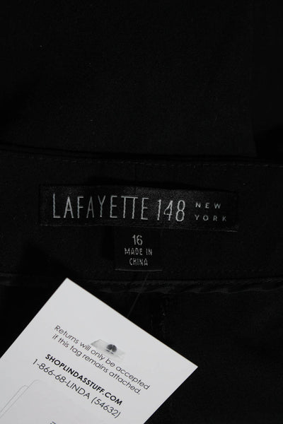 Lafayette 148 New York Womens High Waist Straight Leg Dress Pants Black Size 16