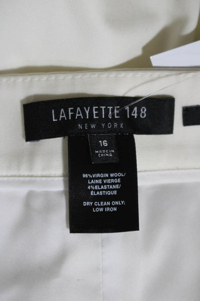 Lafayette 148 New York Womens Barrow Mid Rise Straight Leg Pants White Size 16