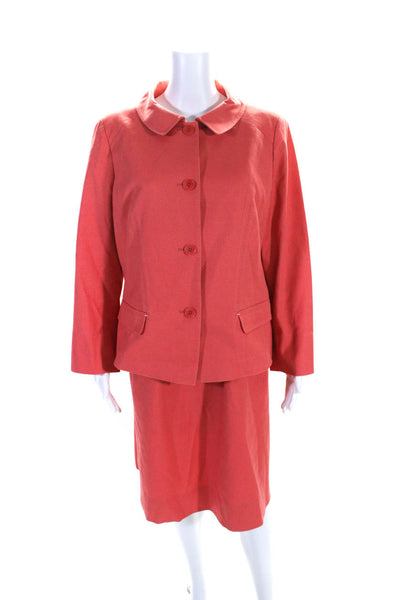 Lafayette 148 New York Womens Shift Dress Jacket Set Coral Pink Size 14 16