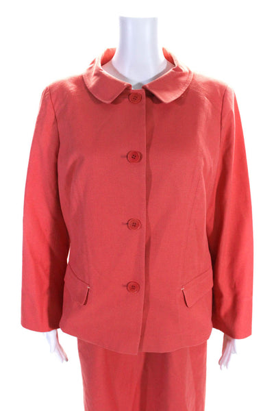 Lafayette 148 New York Womens Shift Dress Jacket Set Coral Pink Size 14 16