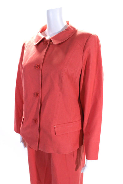 Lafayette 148 New York Womens Shift Dress Jacket Set Coral Pink Size 14 16