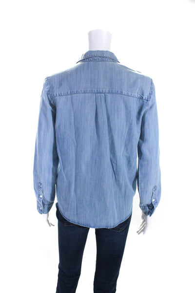 Soft Joie Womens Blue Chambray Front Tie Long Sleeve Button Down Shirt Size XS