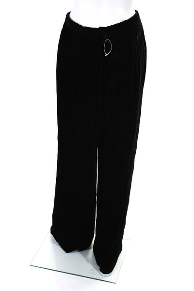 Tadashi Womens Velvet Crocodile Print High Rise Wide Leg Pants Black Size 10