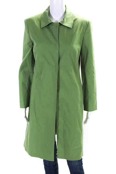 Classiques Entier Womens Button Down Coat Green Cotton Size Petite Medium