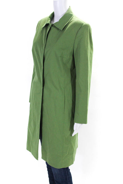 Classiques Entier Womens Button Down Coat Green Cotton Size Petite Medium