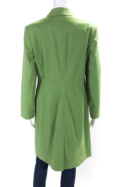 Classiques Entier Womens Button Down Coat Green Cotton Size Petite Medium