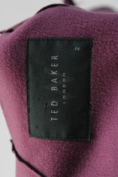 Ted Baker London Womens Fleece Long Sleeves Full Zipper Jacket Purple Size 2