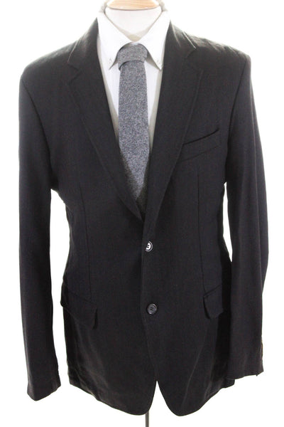 Emile Lafaurie Mens Wool Long Sleeve Single Vented 2 Button Blazer Black Size 52