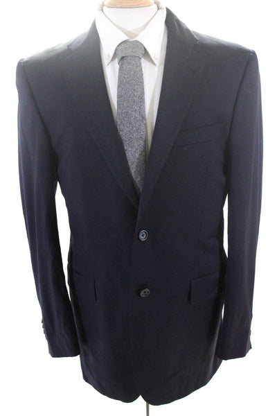 Burberry London Blue Label Mens Two Button Notched Lapel Blazer Jacket Navy 40R