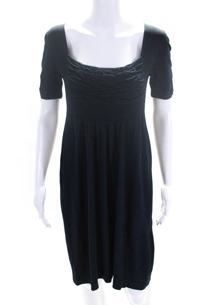 D. Exterior Womens Short Sleeve Square Neck Knit Shift Dress Navy Size Small