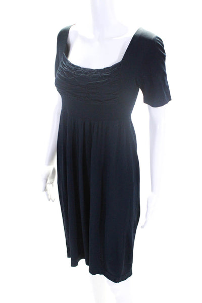 D. Exterior Womens Short Sleeve Square Neck Knit Shift Dress Navy Size Small