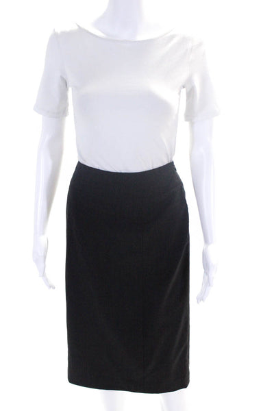 Lafayette 148 New York Womens Side Zip Knee Length Pencil Skirt Gray Size 10