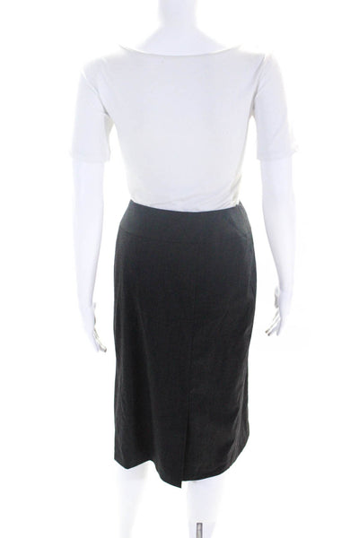 Lafayette 148 New York Womens Side Zip Knee Length Pencil Skirt Gray Size 10