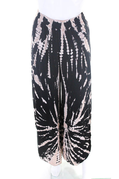 Young Fabulous & Broke Womens High Rise Tie Dyed Slit Pants Black Brown Small