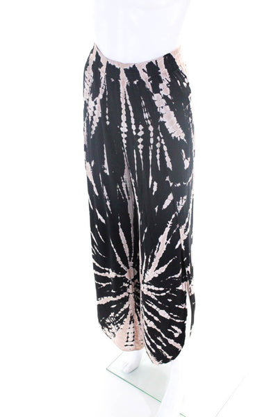 Young Fabulous & Broke Womens High Rise Tie Dyed Slit Pants Black Brown Small