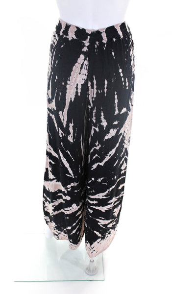 Young Fabulous & Broke Womens High Rise Tie Dyed Slit Pants Black Brown Small