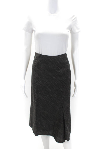 BCBG Max Azria Womens Linen Blend Inverted Pleat A Line Skirt Black Size 0