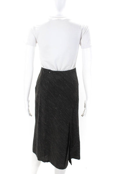 BCBG Max Azria Womens Linen Blend Inverted Pleat A Line Skirt Black Size 0