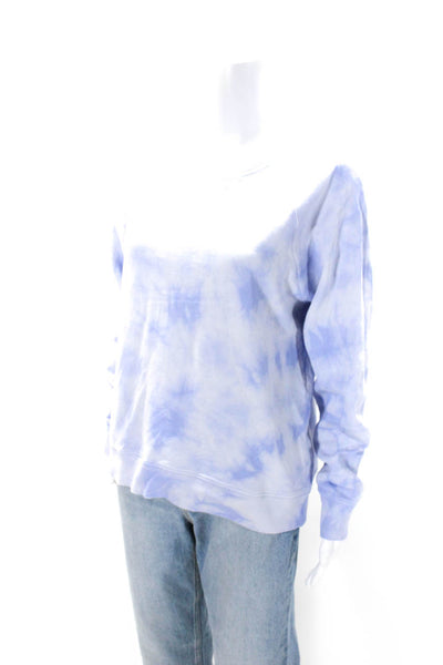 Athleta Womens Pullover Long Sleeve Scoop Neck Tie Dyed Sweater Blue Size Medium