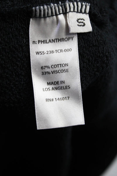 Philanthropy Womens Cotton Lace Up Detail Crewneck Sweatshirt Black Size S