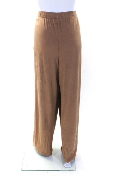 Skims Womens Ribbed Long Sleeves Button Down Pant Pajama Set Brown Size 2X