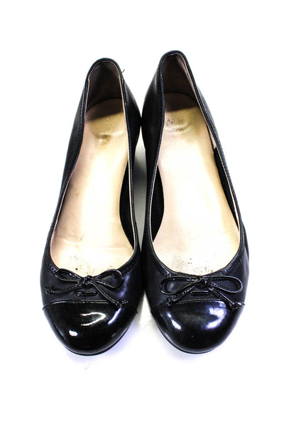 Cole Haan Women's Round Toe Bow Wedge Heels Slip-On Shoe Black Size 7