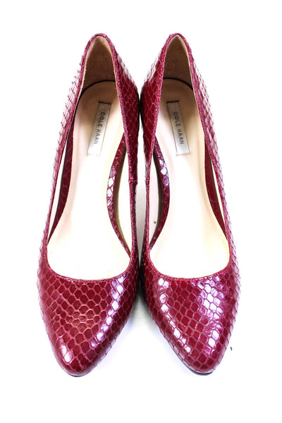 Cole Haan Women's Pointed Toe Textured Slip-On Stiletto Party Shoe Red Size 6.5