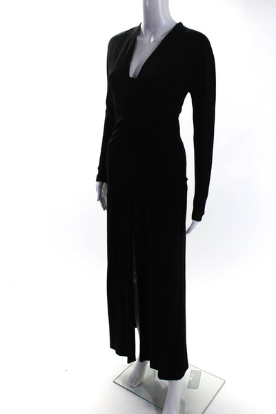 Piano Forte Di Max Mara Womens Black V-Neck Long Sleeve Shift Dress Size 8