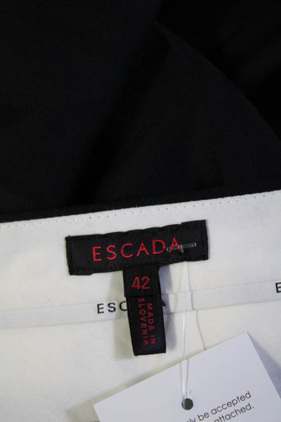 Escada Womens Wool Hook & Eye Buttoned Tapered Dress Pants Black Size EUR42