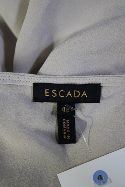 Escada Womens Silk Pleated V-Neck Sleeveless Pullover Blouse Beige Size EUR46