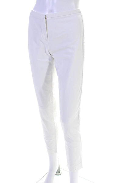 Elie Tahari Womens Mid Rise Skinny Leg Casual Trousers White Cotton Size 0