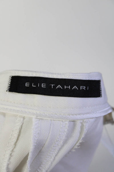 Elie Tahari Womens Mid Rise Skinny Leg Casual Trousers White Cotton Size 0