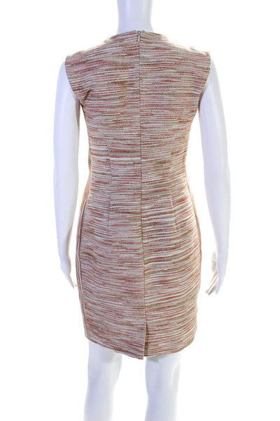 Magaschoni Womens Jeweled Beaded Sleeveless Sheath Dress Pink Beige Size 2