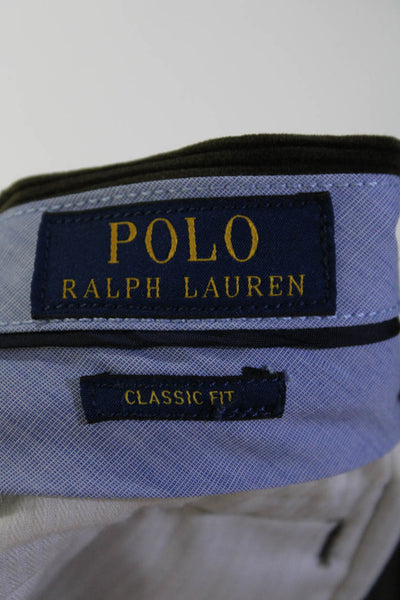 Polo Ralph Lauren Mens Cotton Buttoned Zipped Corduroy Pants Green Size EUR32