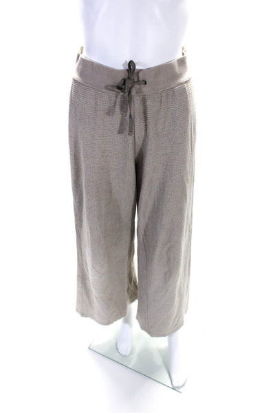 James Perse Womens Beige Cotton Waffle Knit Drawstring Wide Leg Pants Size 0