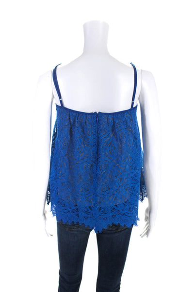 Susana Monaco Womens Cotton Damask Lace Spaghetti Strap Camisole Top Blue Size 6